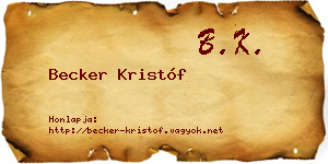 Becker Kristóf névjegykártya